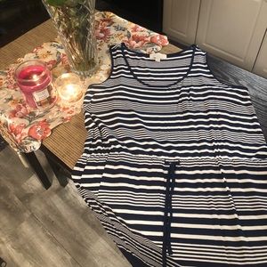 Navy and white stripe dress